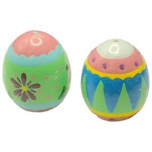 Vtg HANDPAINTED Easter Egg CANDLES Unburned MCM Retro Colors Collectible Art